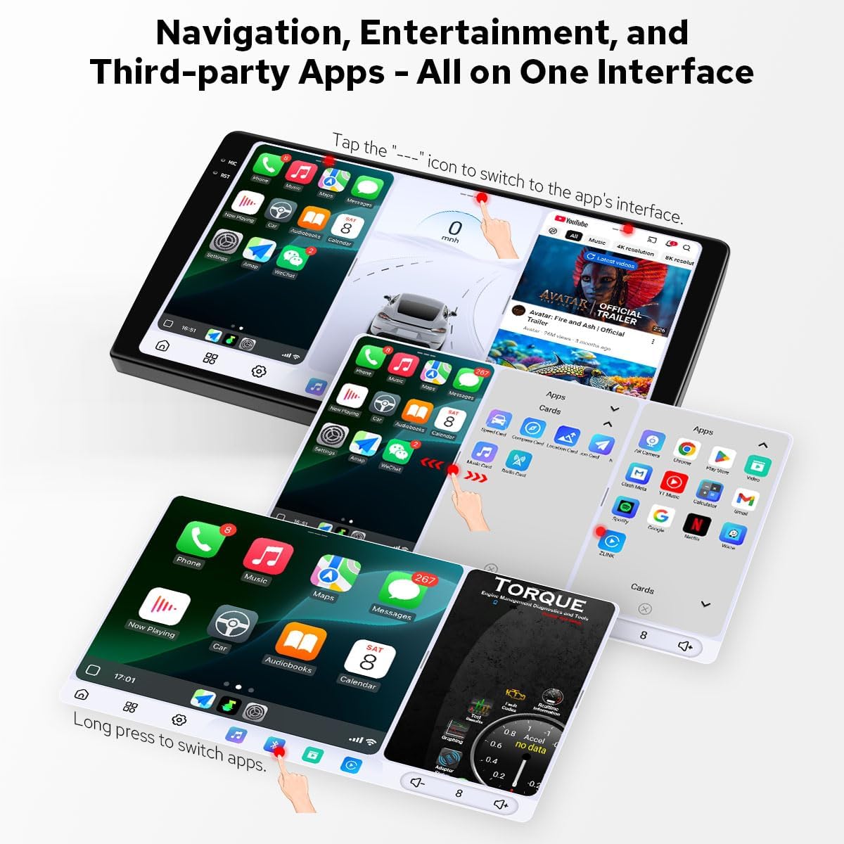 JOYING 9.5 Inch Android Car Stereo 2K QLED Touch Screen with CarPaly & Android Auto, Single Din Radio 12GB+256GB Head Unit, GPS Navigation, Bluetooth, 5G WiFi, DSP, SWC(JY-UTS17N12)