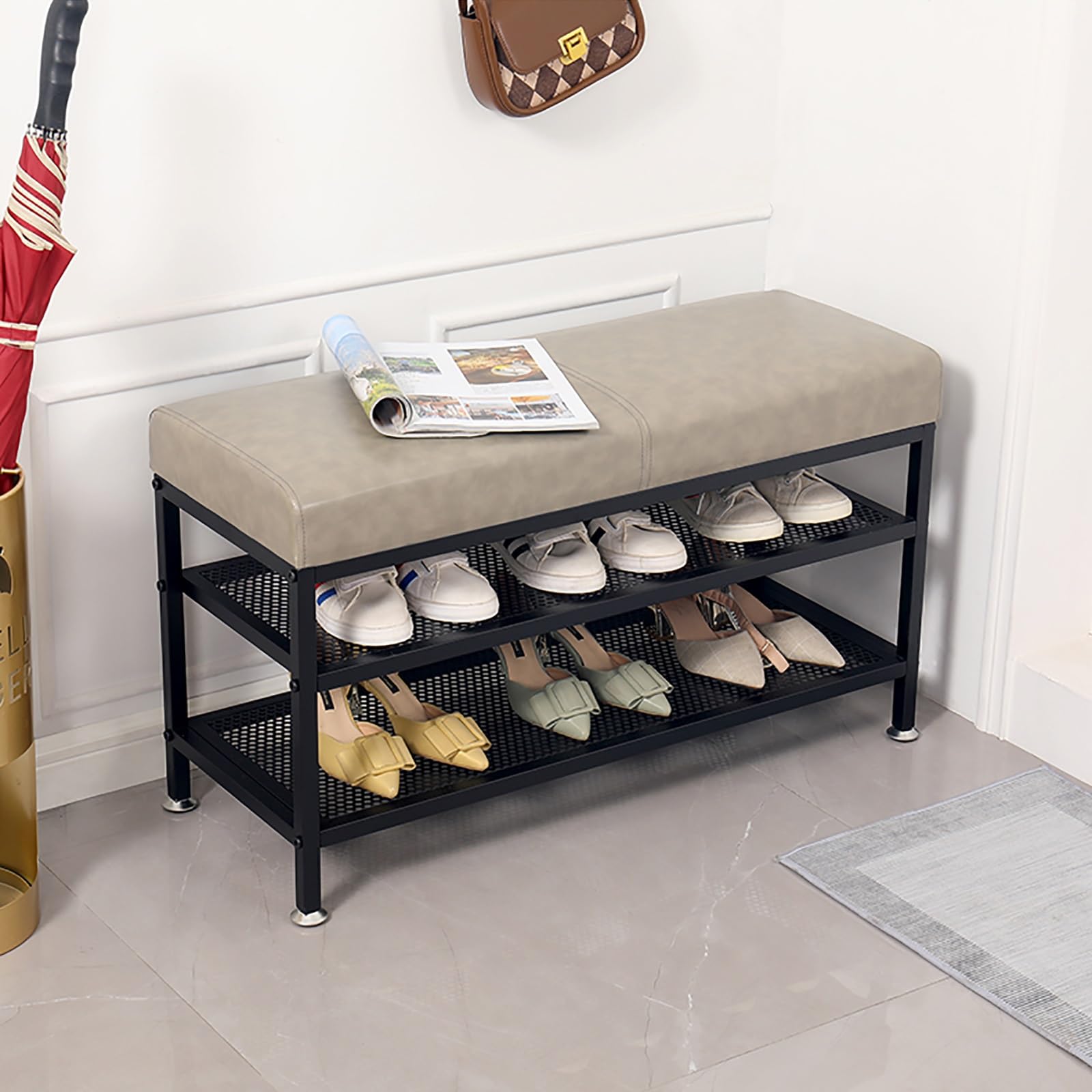 Banc à chaussures avec compartiment caché pour un rangement d'entrée ordonné