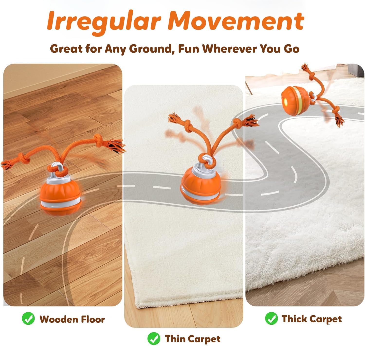 Interactive Smart Ball Dog Toy with Rope, Blue