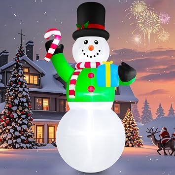 Inflatable Christmas Decoration Snowman 12ft Tall Outdoor Giant Inflatable Candy Cane Yard Outdoor Large Funny Merry Christmas Lighted Snowman Pre Lawn