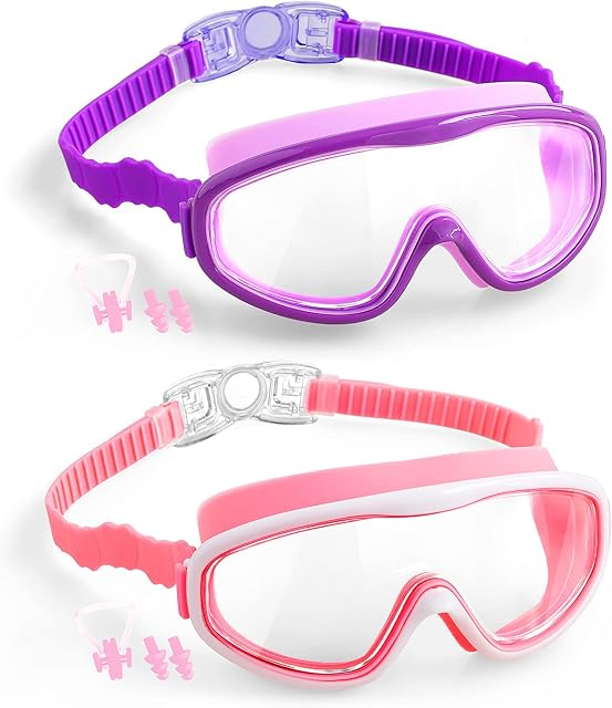 Elimoons Kids Swimming Goggles No Leaking Anti-Fog UV Protection Nose Cover Swim Google for Chilren