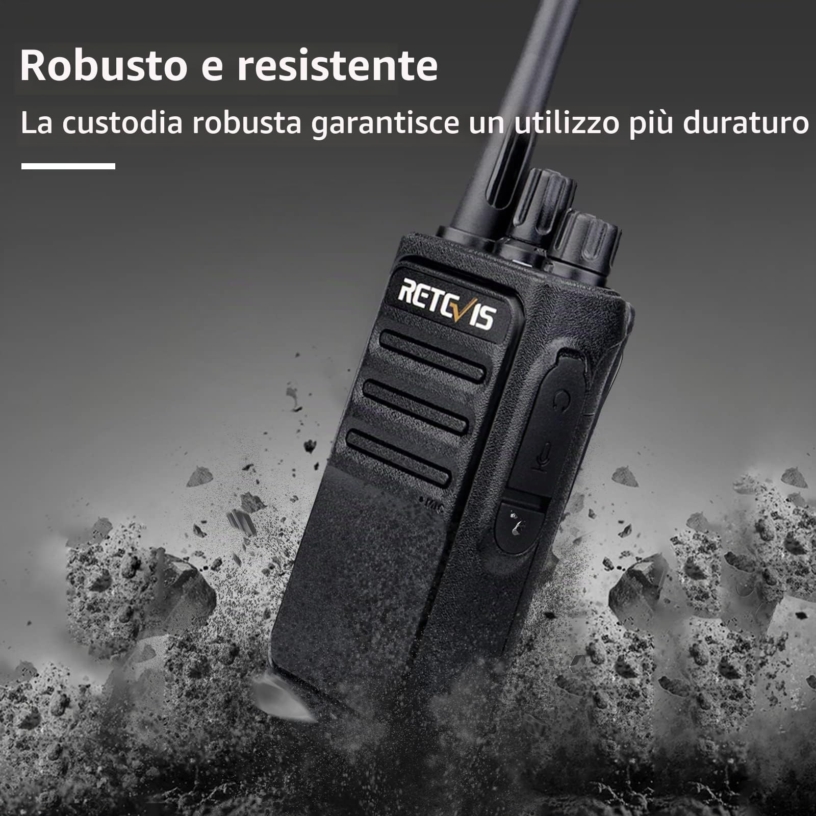 Retevis RT617 Walkie Talkie Professionali, PMR446 Ricetrasmittenti a Lunga Distanza, VOX, Suono Squelch Chiaro, Radioline walkie Talkie con Auricolare per Scuola, Sicurezza, Logistica (10 Pezzi, Nero)