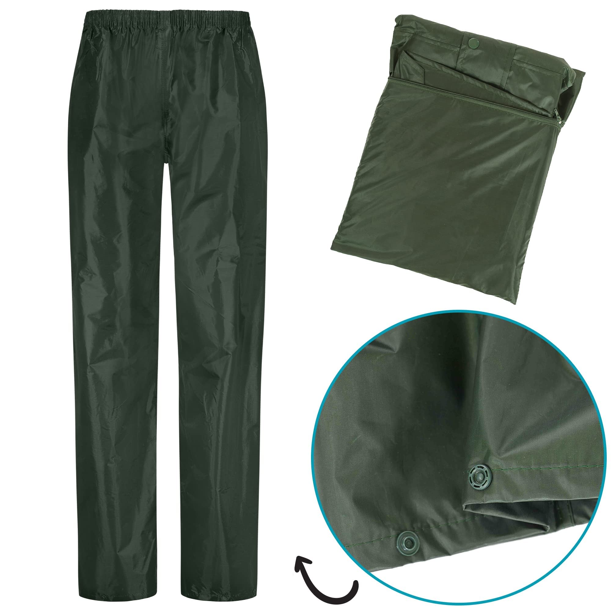 BWOLF Himalaya - Tuta antipioggia da uomo, a maniche lunghe, impermeabile, con elastico in vita, giacca con cappuccio, giacca antipioggia + pantaloni da pioggia, 2 tasche