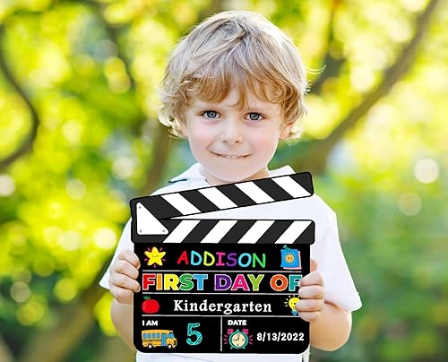 Miniatura 4 de FLYAB Letrero de pizarra para el primer y último día de escuela, tablero de doble cara personalizado para el primer día de regreso a clases, para