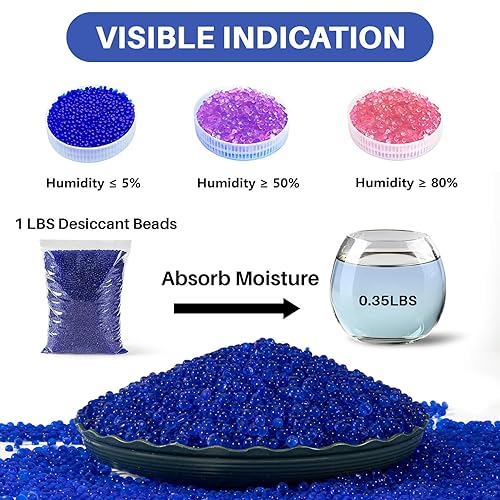 Miniatura 4 de Sukh Cuentas desecantes de sílice azul 15.17 oz – Indicador de cuentas de gel de sílice de secado de cuentas de silicona desecante reutilizable