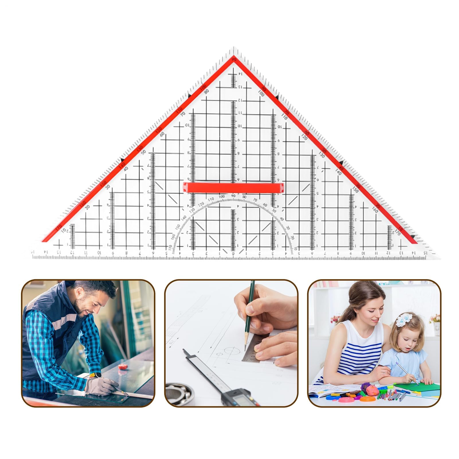 Dreieckslineal – Transparentes Schreibwaren-Werkzeug für mathematische Geometrie, Geometrielineale für Architekten und Büroplaner