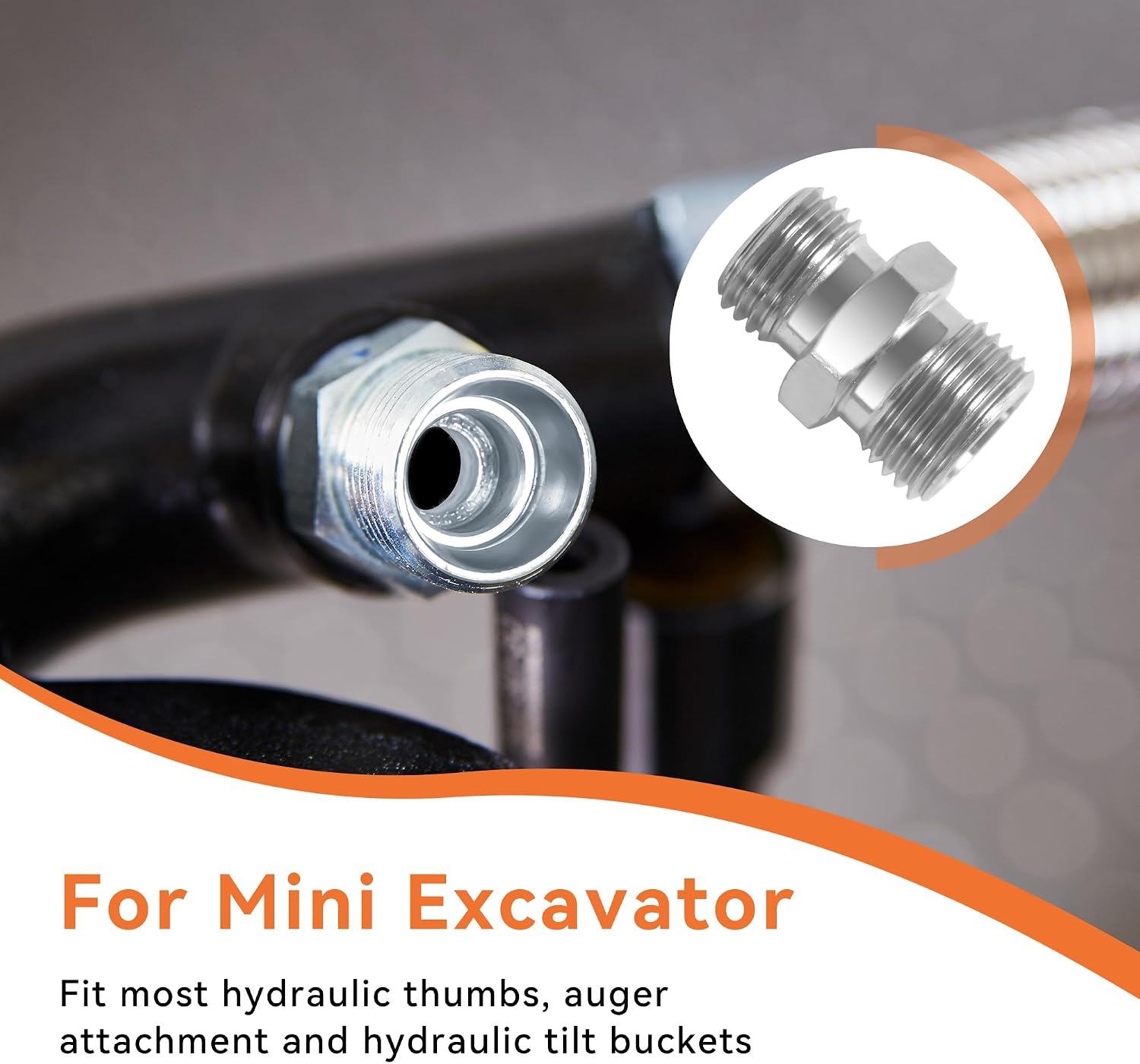 4 Pcs M14 to M16 Carbon Steel Fittings Adapters 115757 | Hydraulic Attachment Fittings, Converter for Mini Excavators Connector | Compatible with AGT, TPM, VICSEC, FFIndustries, Miva, Machpro