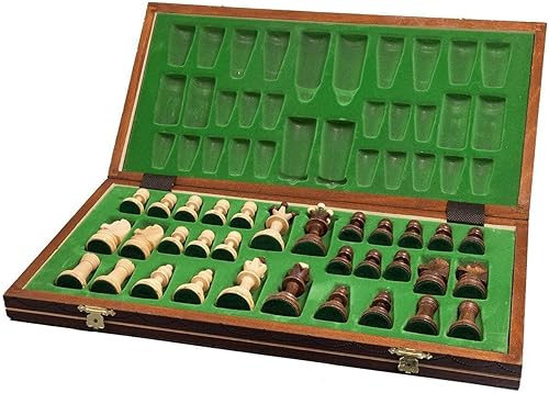 Miniatura 3 de Juego de ajedrez de madera europeo hecho a mano con tablero de 16 pulgadas y piezas de ajedrez talladas a mano