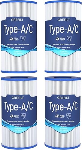 Paquete de 4 cartuchos de filtro de piscina tipo AC, compatibles con Intex 29000E59900E, adecuado para piscinas sobre el suelo fáciles de instalar,