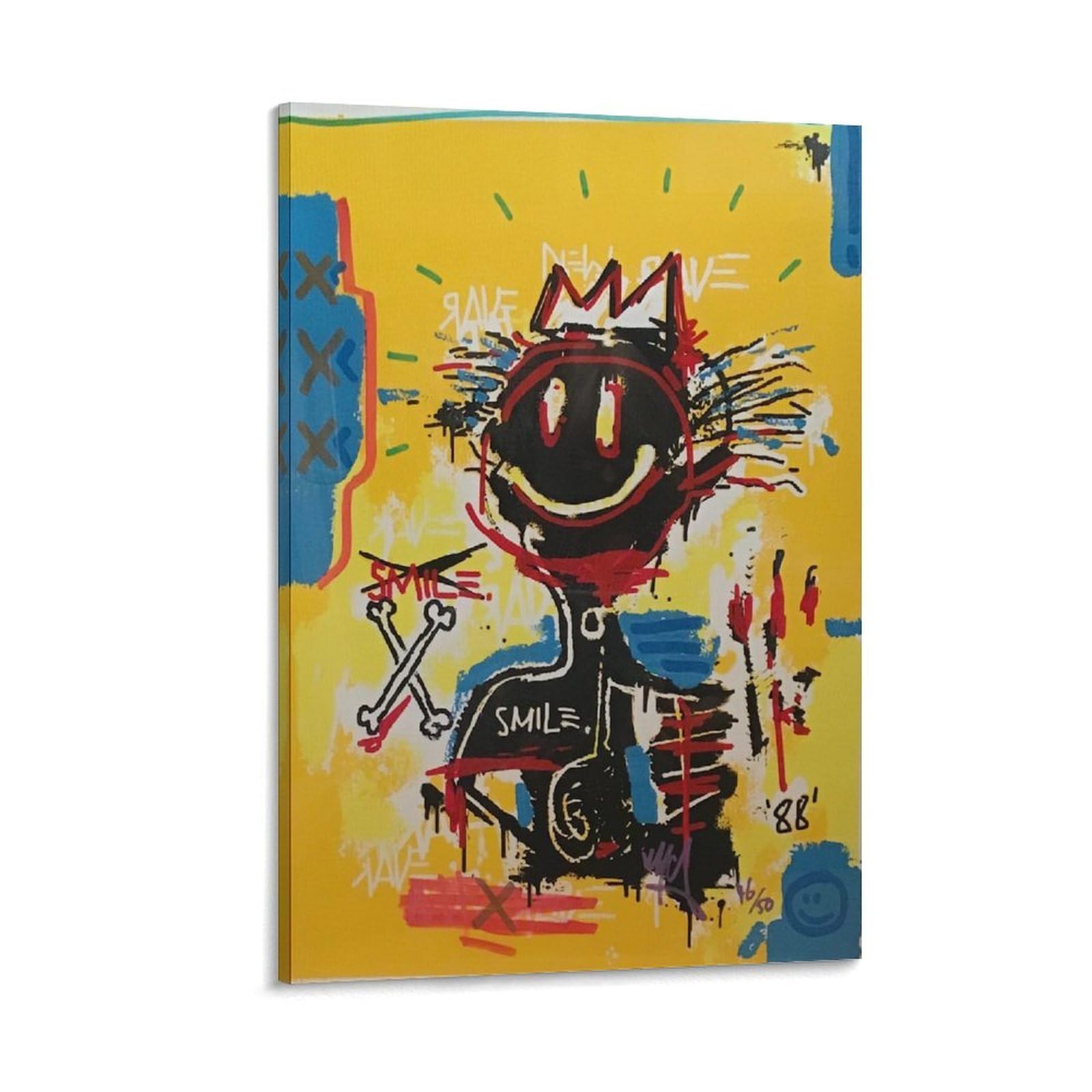 絵画 「Smile」 キャンバス Amazon.co.jp: Jean-Michel Basquiat Smiley キャンバスポスター寝室の