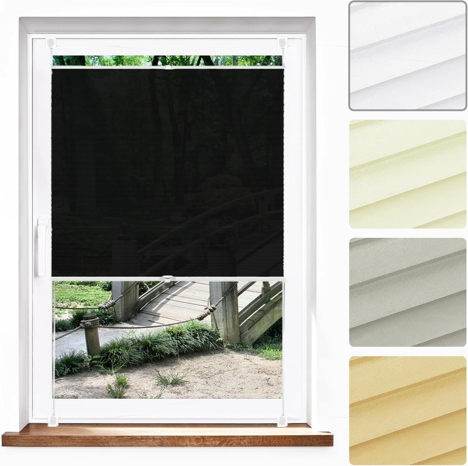 Store plissé noir 36 x 55 cm occultant pour une chambre dans le noir