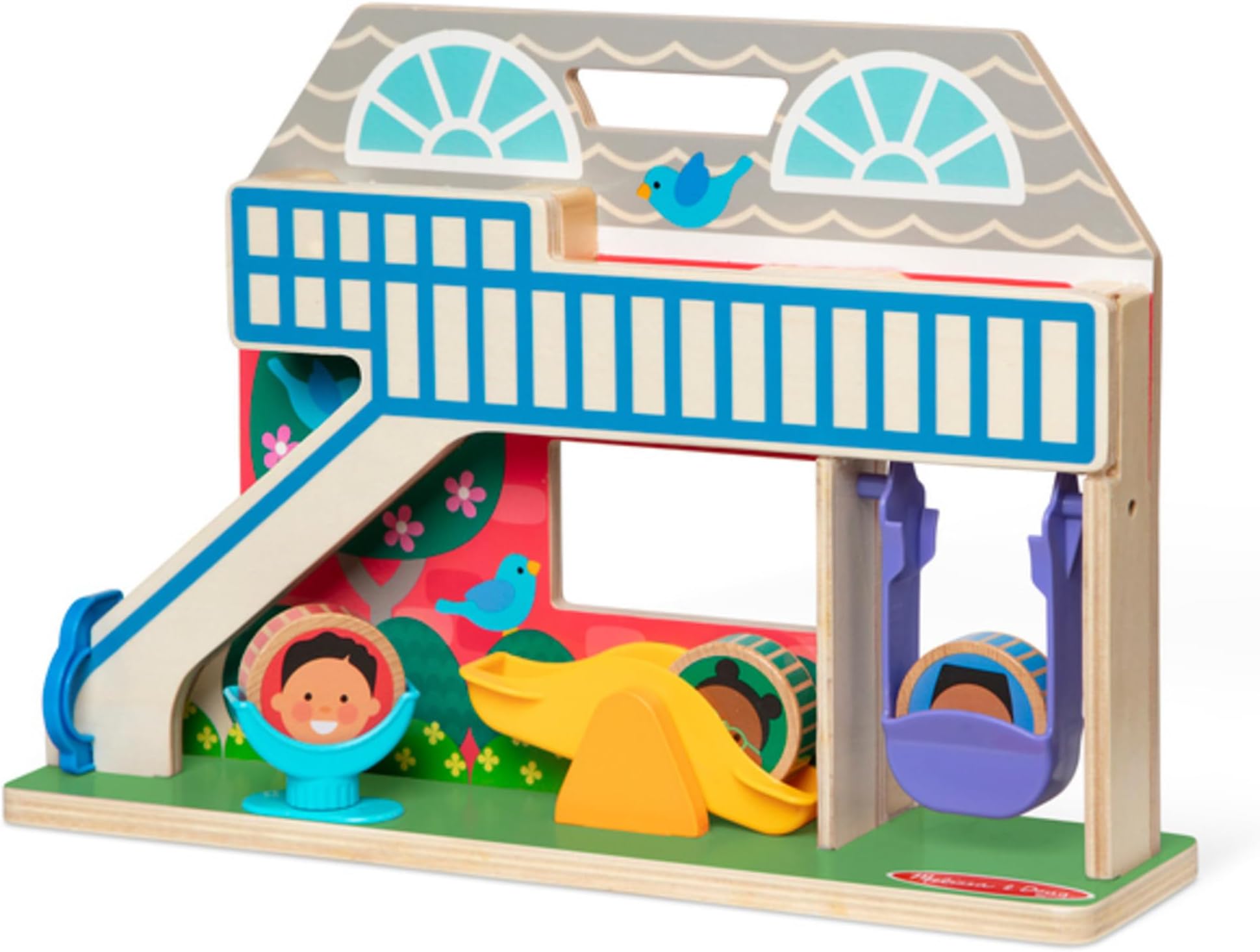 Melissa & Doug GO TOTs Schoolyard Tumble – Wooden Ramp Toy with 2 GO TOTs Friends – Rolling, Spinning & Tumbling Action for Cause & Effect Learning & Fine Motor Skill Development for 12M+ | MD30739