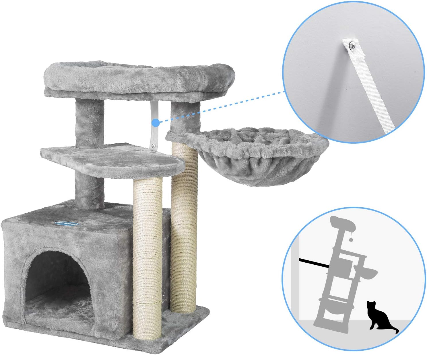 Hey-brother Cat Tower, Condo, Scratching Post for Kitten, Light Gray MPJ003SW