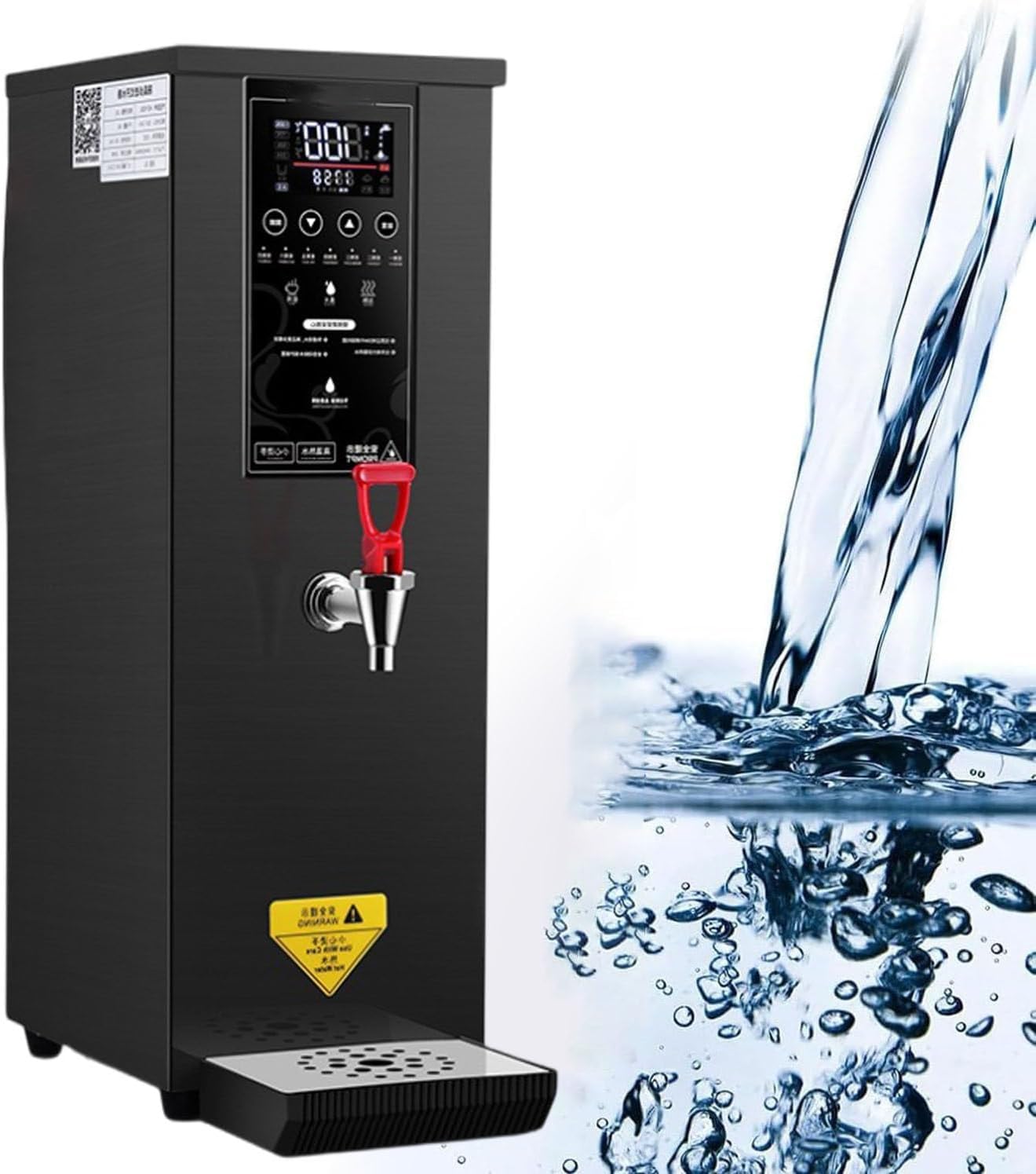 Stainless Steel Electric Hot Water Dispenser, LCD Display + 40-100°C Adjustable Temperature, Water Output: 60l/H + One-Time Water Output: 8l, for Catering, Office,White