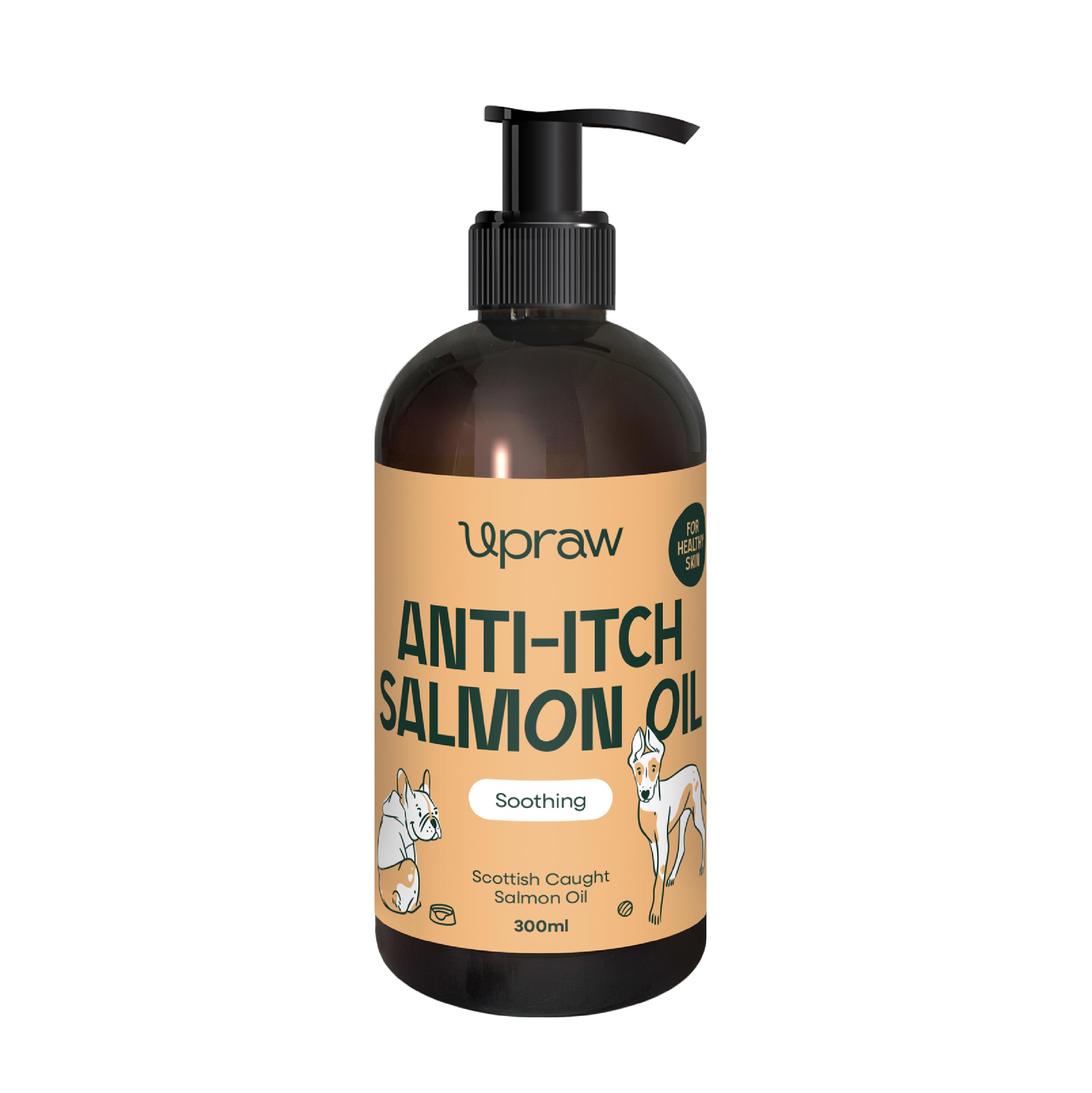 Upraw Anti-Itch Salmon Oil for Dogs 300ml – Omega 3, 6 & 9 Skin & Coat Supplement with MSM & Echinacea - Itchy Dog Relief