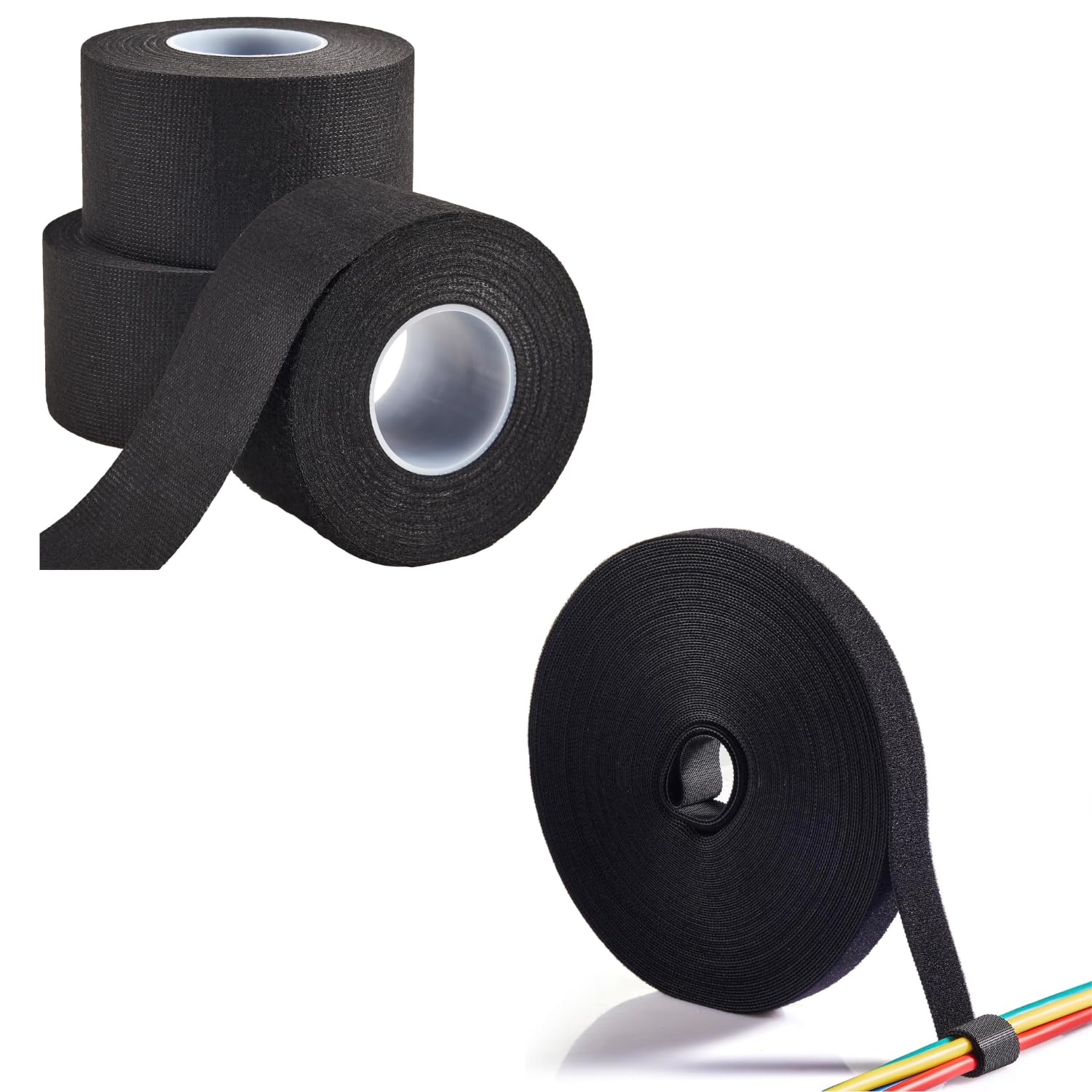 ECOHomes Bundle - 2 Inch x 50 FT Wire Harness Tape (3 Rolls) + 3/4 Inch By 75 FT Cable Ties Wrap