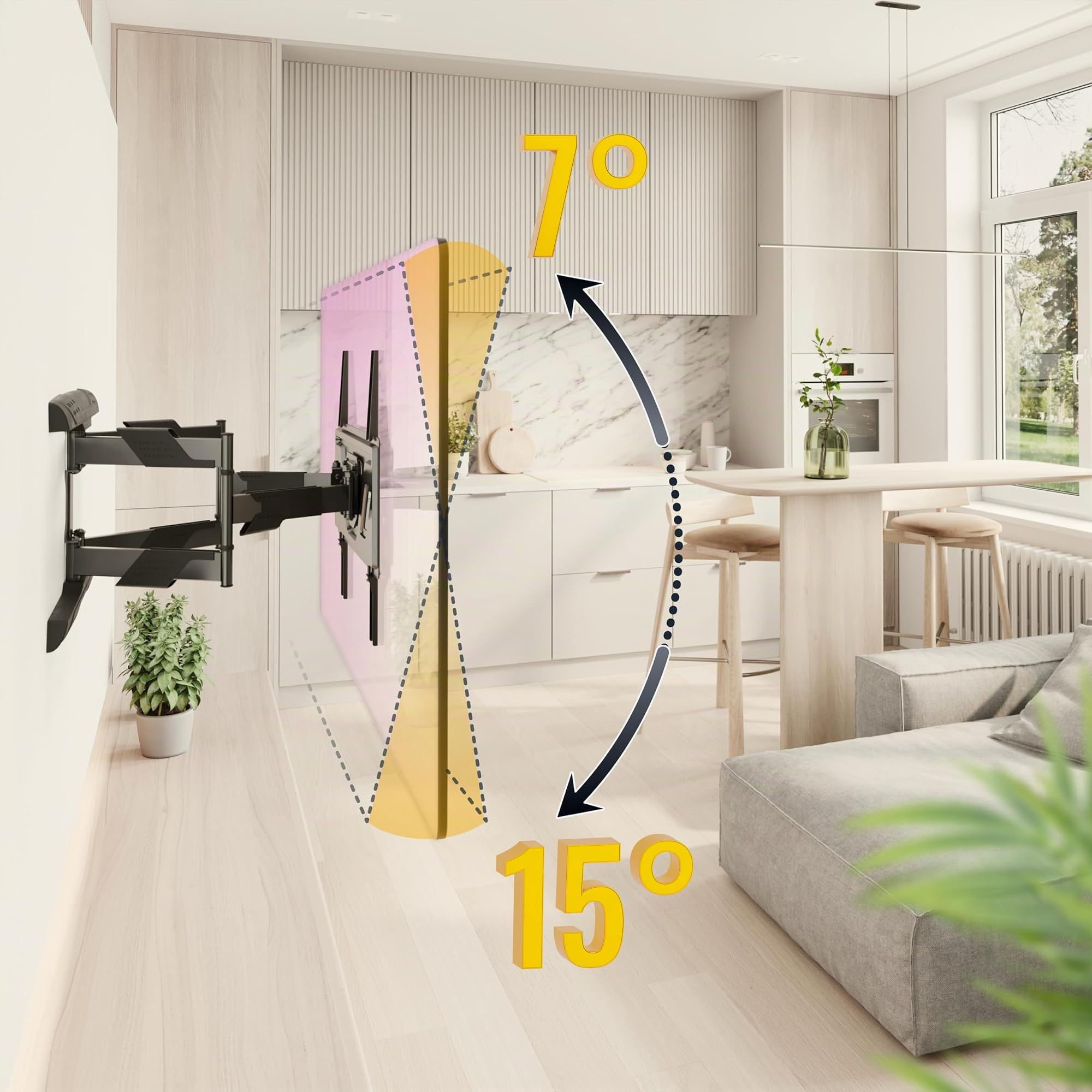 RICOO S9544 Support Mural TV 40 42 43 48 50 55 58 60 65 Pouces VESA 200x200 à VESA 400x400 Orientable Inclinable Rotatif Universel Fixation Murale TV QLED OLED LED LCD Écran incurvé