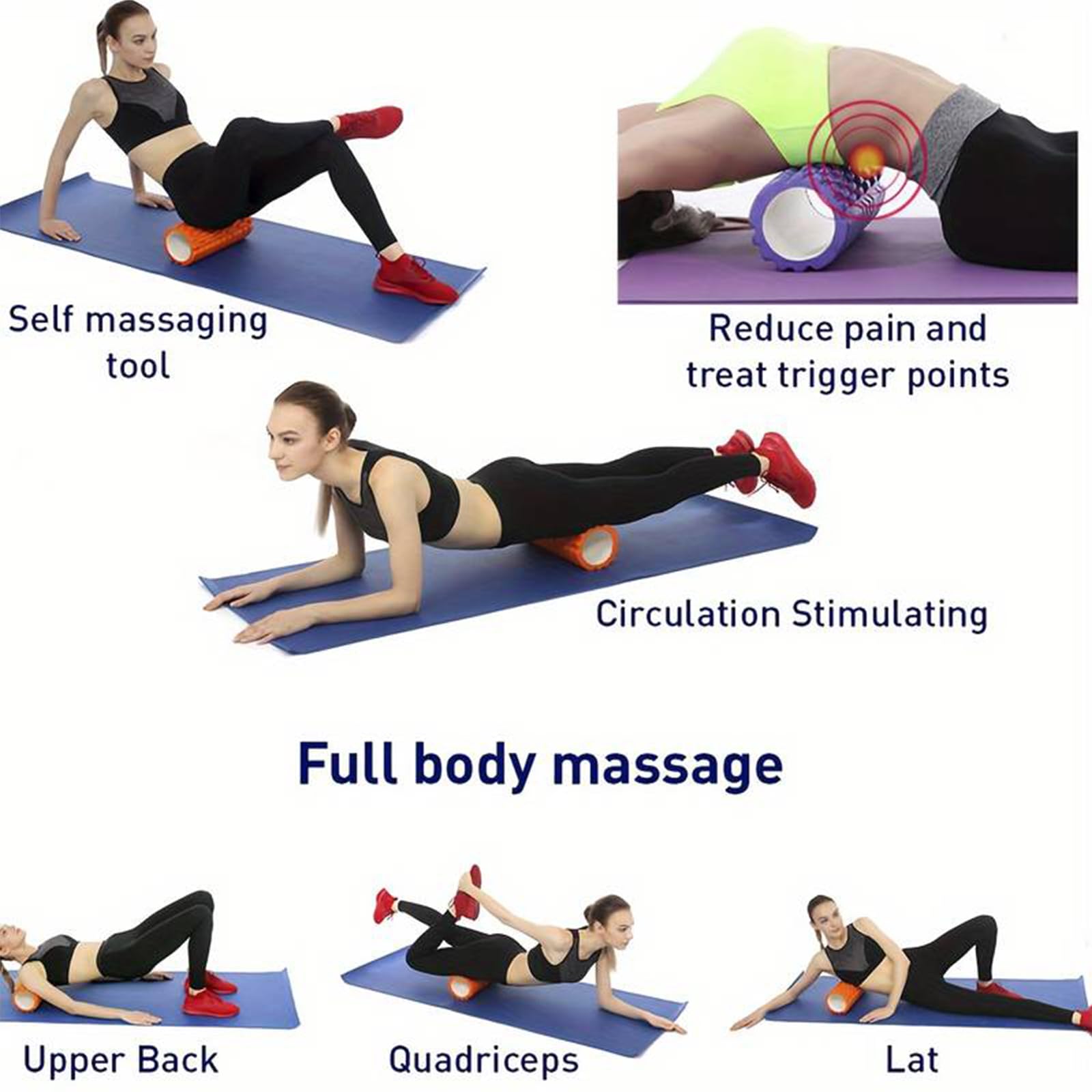 Foam Roller Pilates, rullo pilates, Rullo Massaggio Muscolare, Foam Roller per Alleviare le Tensioni Muscolari, sulla Colonna Vertebrale e sulle Gambe