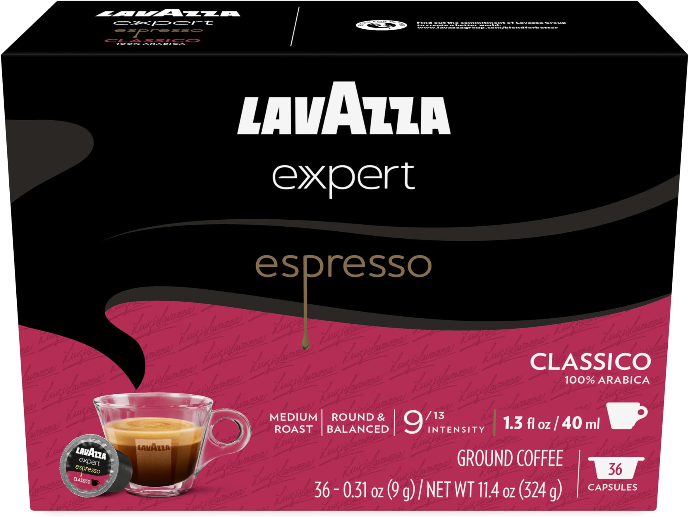 Expert Espresso Classico Capsules, Medium Roast, 100% Arabica, Compatible with Own Classy Machines (36 Capsules)