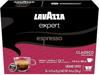 Expert Espresso Classico Capsules, Medium Roast, 100% Arabica, Compatible with Lavazza Classy Machines (36 Capsules)