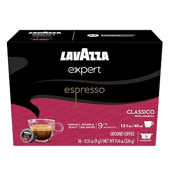كبسولات Lavazza Expert Espresso Classico، متوسطة التحميص، 100% أرابيكا، متوافقة مع الآلات الأنيقة الخاصة 36 كبسولة