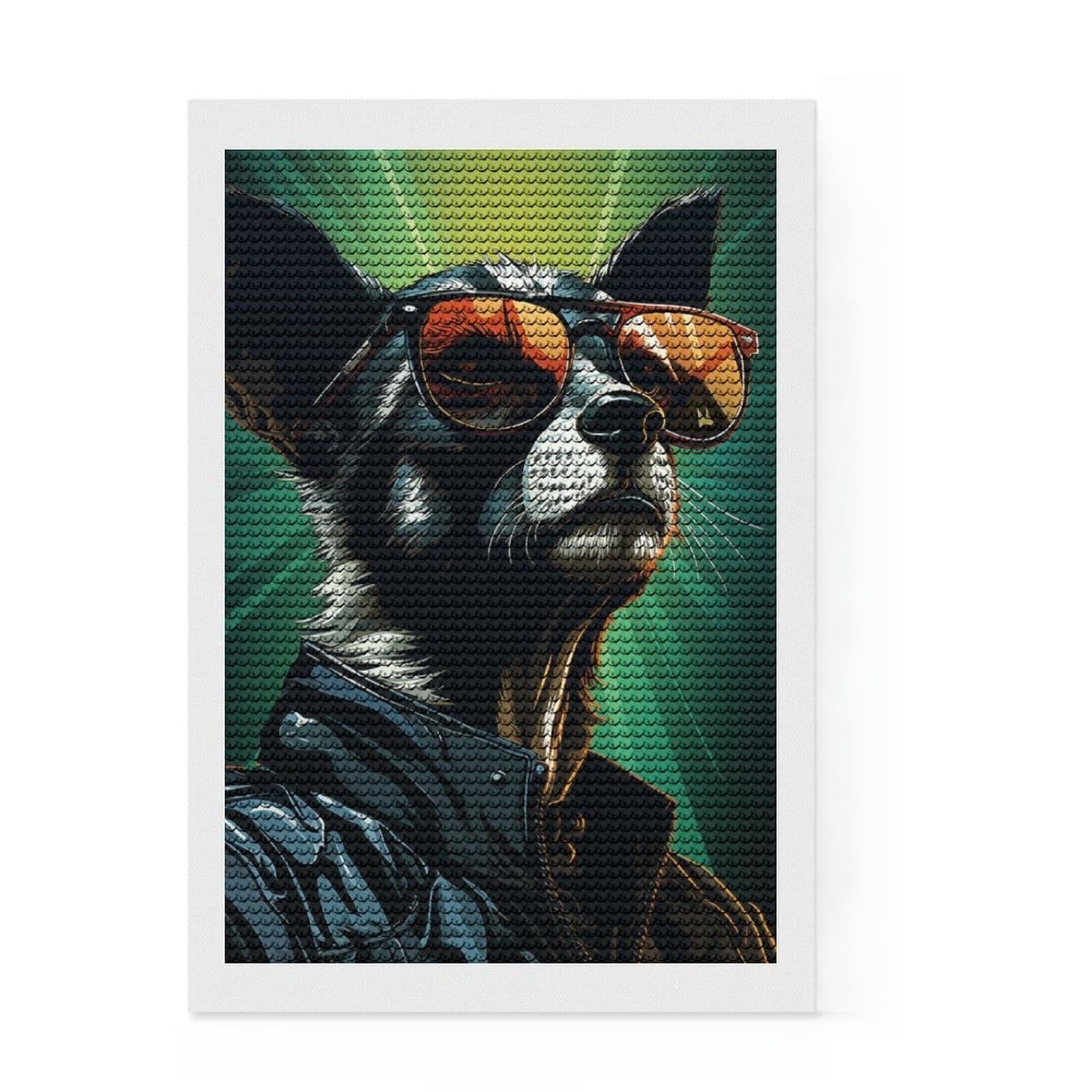 Junmoney Funky Lemur Fiesta Diamond Painting Set 8"x12", Neat Printed Canvas, with Tool Kit, Bedroom Decor, Gift Idea, Complete Accessories