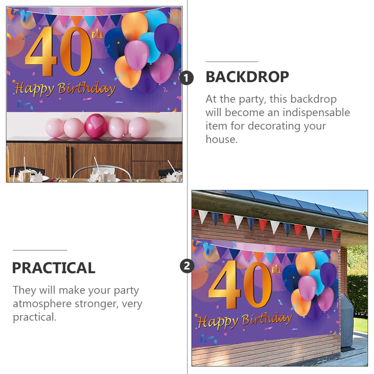 Artibetter 3piezas De Fiesta De Cumpleaños Decorativo Para Celebraciones Banderín De Adorno De Fiesta De Cumpleaños