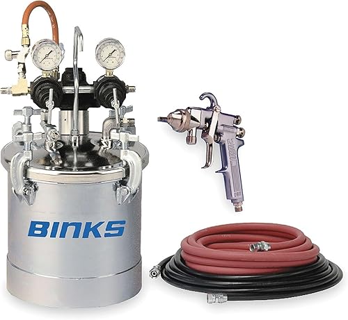 Binks 98C-357 - Olla de tanque de presión de 2.8 galones con pistola pulverizadora convencional 2100