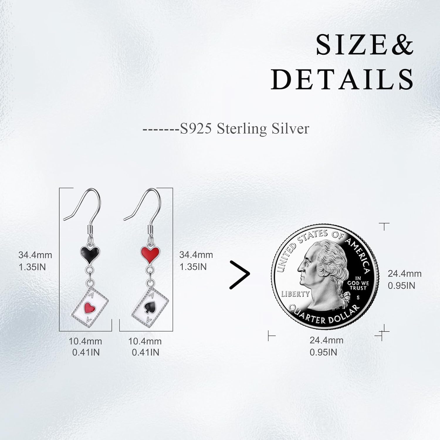 Queen of Hearts Earrings Red Heart Poker Clock Drop Earrings for Women Long Playing Cards Dangle Earrings Gambling Casino Jewelry Gifts