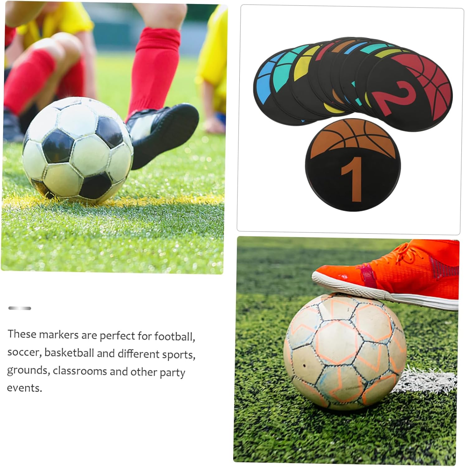 Happyyami 10pcs Soccer Training Sign Discs Lightweight Football Markers for Practice Drills for Boys and Girls Outdoor Activities