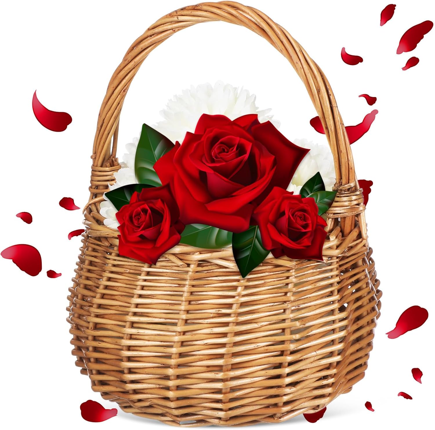Rustic Wedding Flower Basket Wicker Basket 15X21Cm Woven Rattan for Garden and Ceremony Supplies