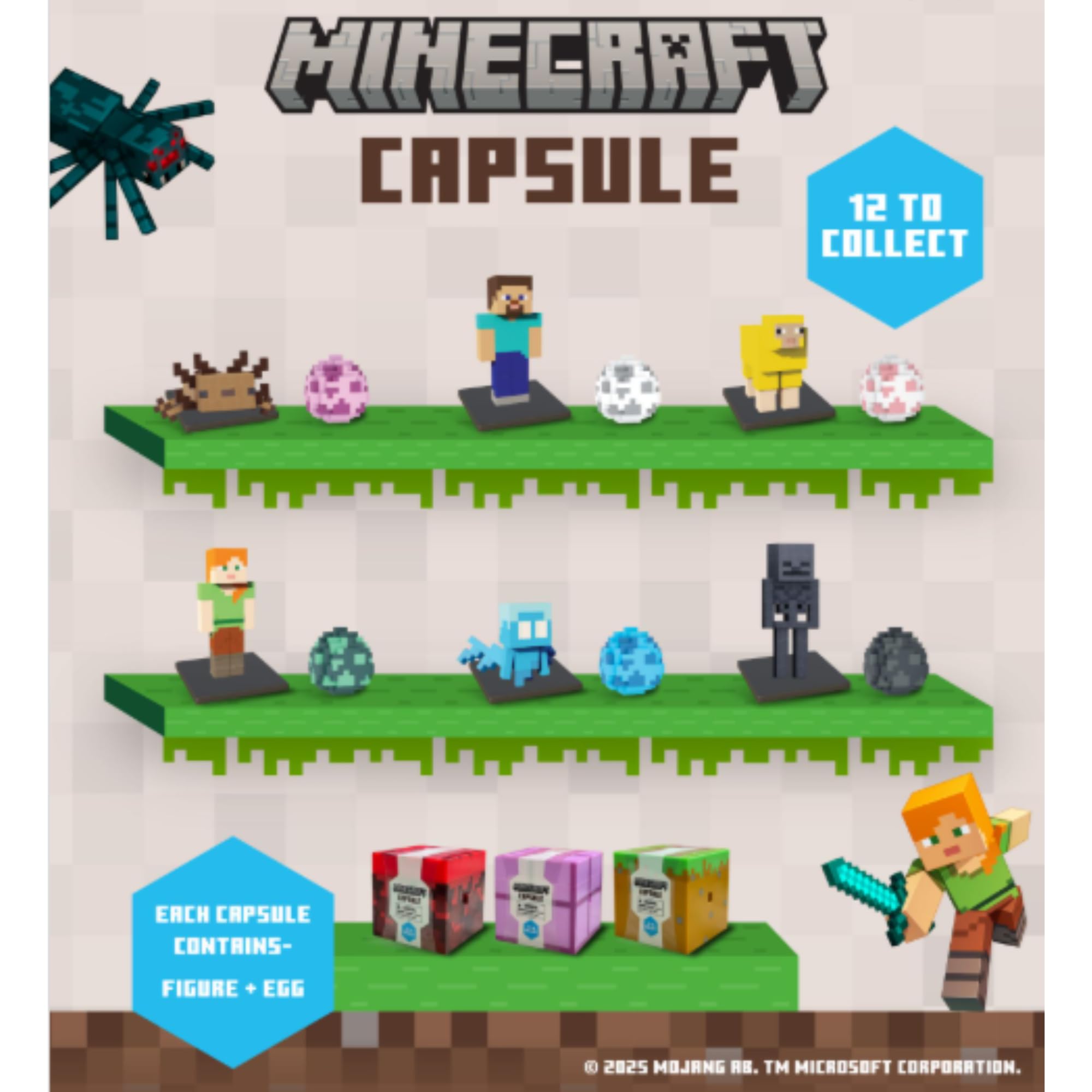 Minecraft Character Blind Bag Figures & Animals Capsule 3 Pack 1 of Each, Multicolor, 3 x 1 x 2 cm - Image 3
