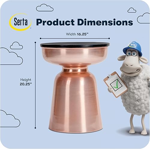 Miniatura 11 de Serta Adler - Mesa auxiliar decorativa de metal, parte superior de granito natural de 16 pulgadas, base de latón cepillado, forma de reloj de arena,