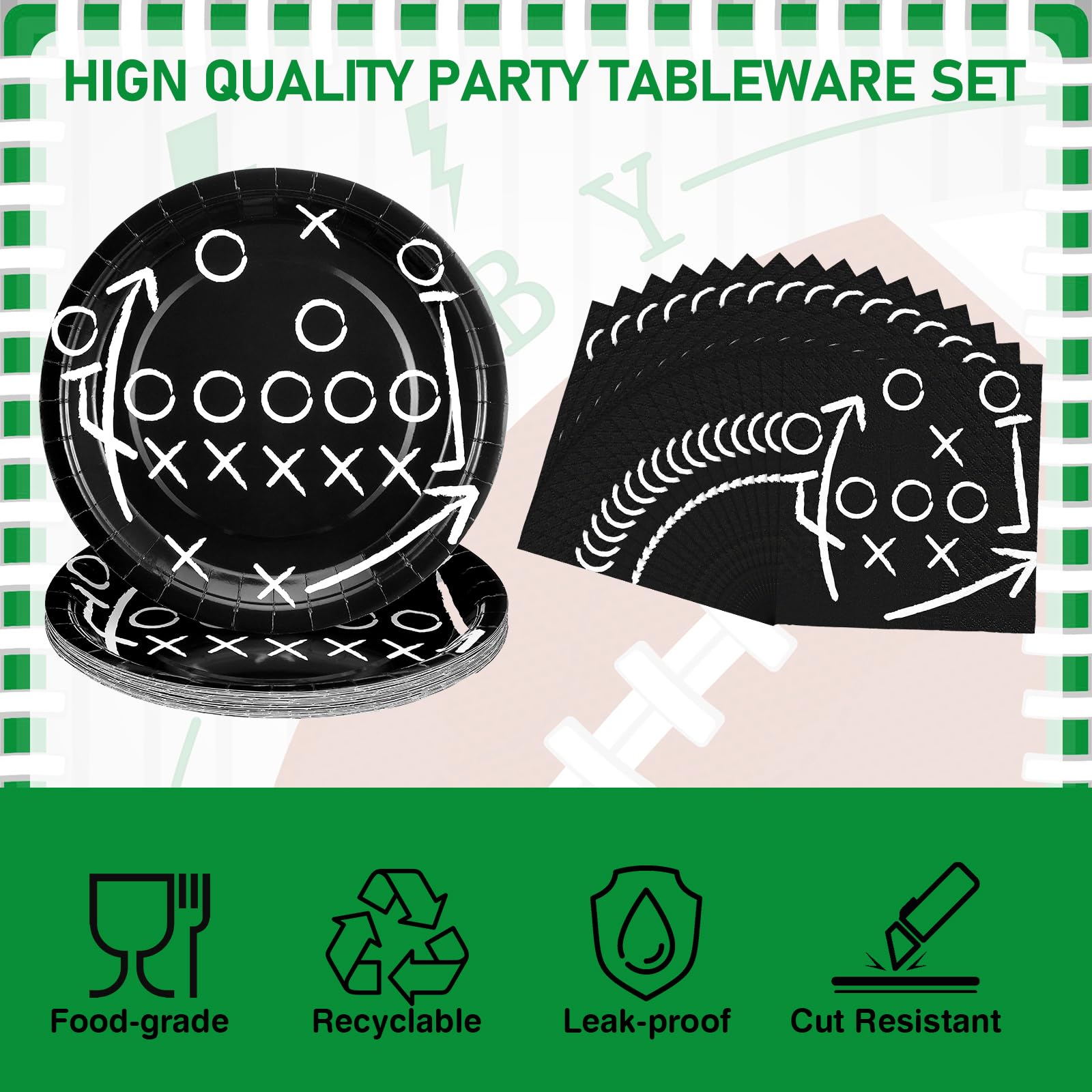 Snapklik.com : 96 Pcs Football Plates And Napkins Forks Sets Birthday ...