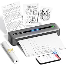 Wireless Inkless Thermal Printer, Bluetooth Mobile Printer for Phone & Laptop, Portable Travel Printer with 300 dpi, Supports US Letter Thermal Paper, Compatible with Mac/Windows
