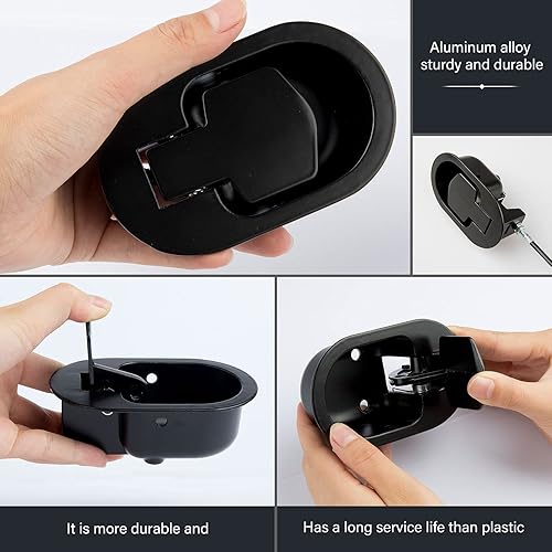 Miniatura 6 de ICYANG Silla universal ovalada de metal negro con asa de liberación reclinable, longitud del cable expuesto 3.5 pulgadas, longitud total es de 38