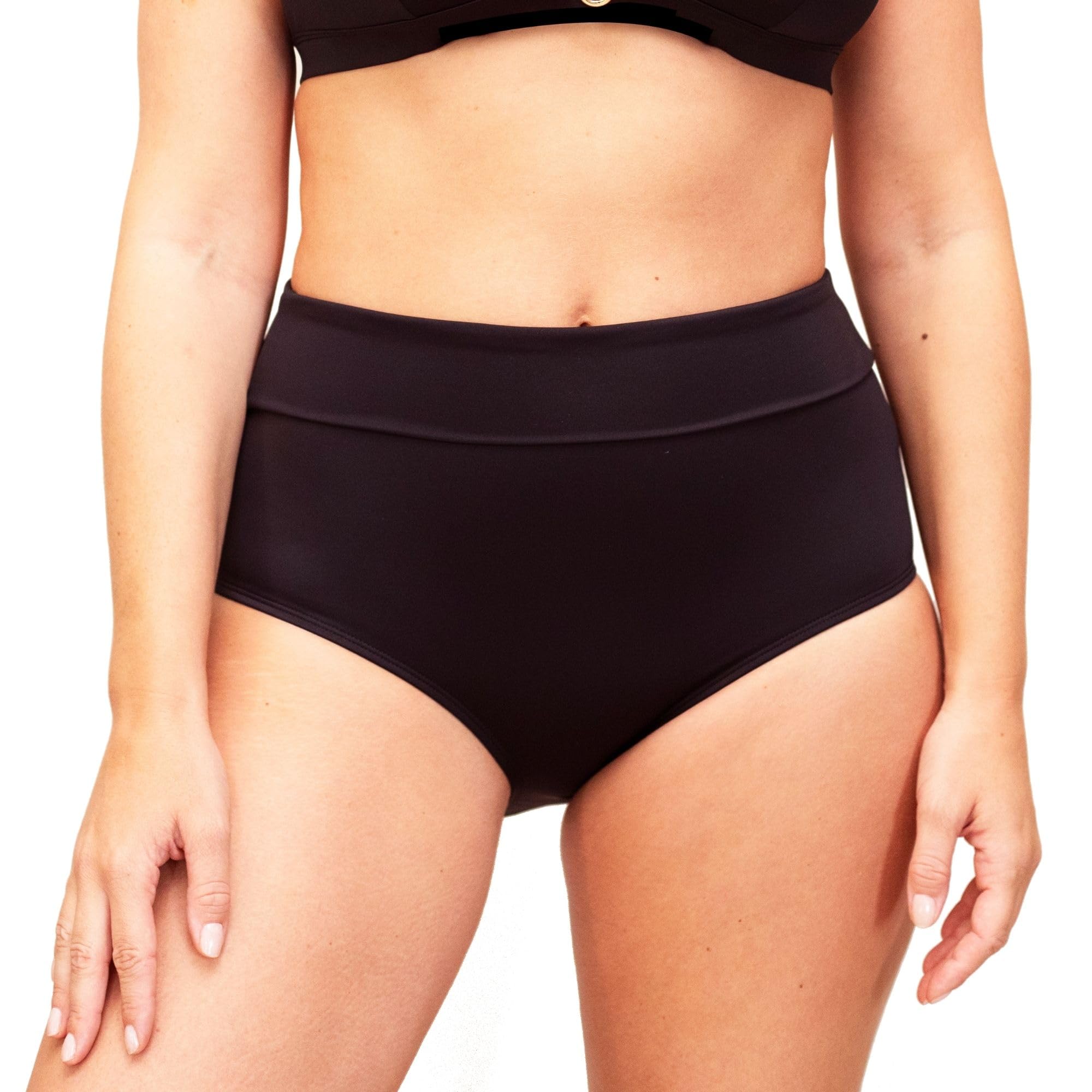 LIGNE V LÍNEA V - Bragas Altas de Traje de baño mensual Negro - Traje de baño para Mujer - Absorción Moderada - Adecuado para Tallas Grandes - Ideal para Reglas en la Piscina o en la Playa - Bragas Menstrual
