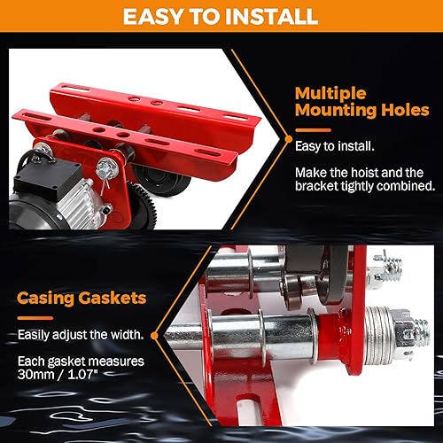 Miniatura 4 de BEAMNOVA Carretilla eléctrica de 1 tonelada 2204 libras para polipasto eléctrico, ajuste de 2.68-4.33 pulgadas I-Beam, para PA600 PA700 PA800 PA900