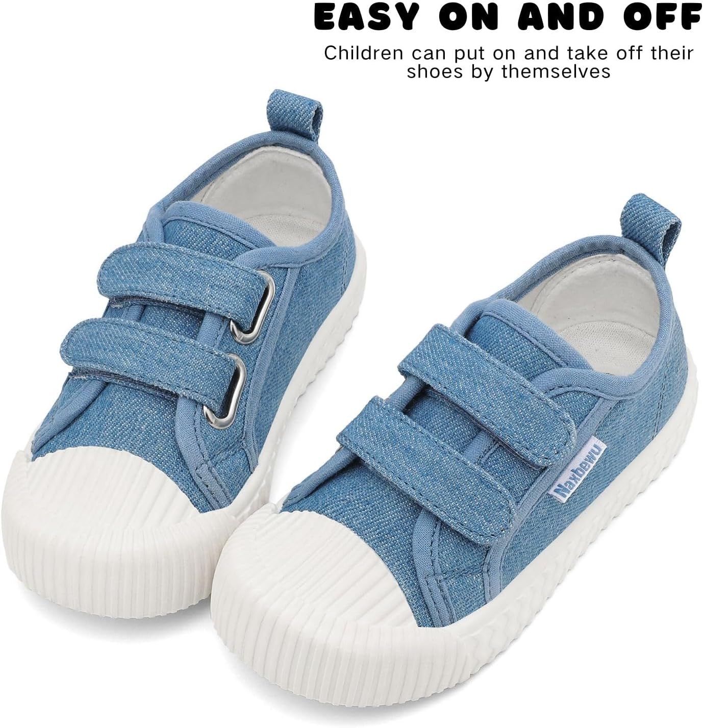 Toddler Boys & Girls Sneaker Adjustable Slip On Canvas Hook and Loops Walking Shoes,Size 5-12 - Image 3