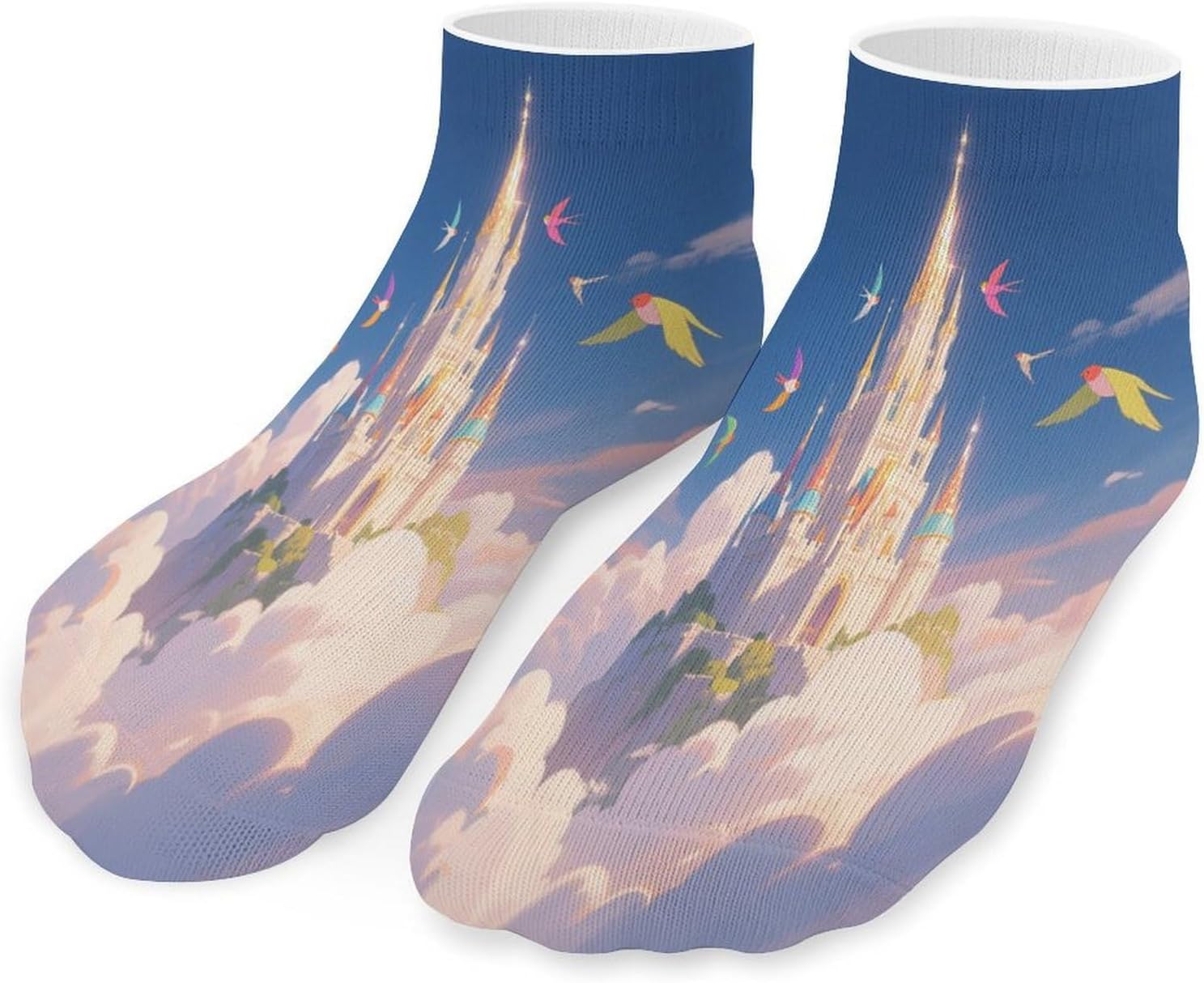 Socks for Men Women 5 Pairs Short Ankle Socks | Cloud - Castle in The Sky Low Cut Casual Crew Sock Cute Breathable Athletic Socks Non Slip No Show Sock
