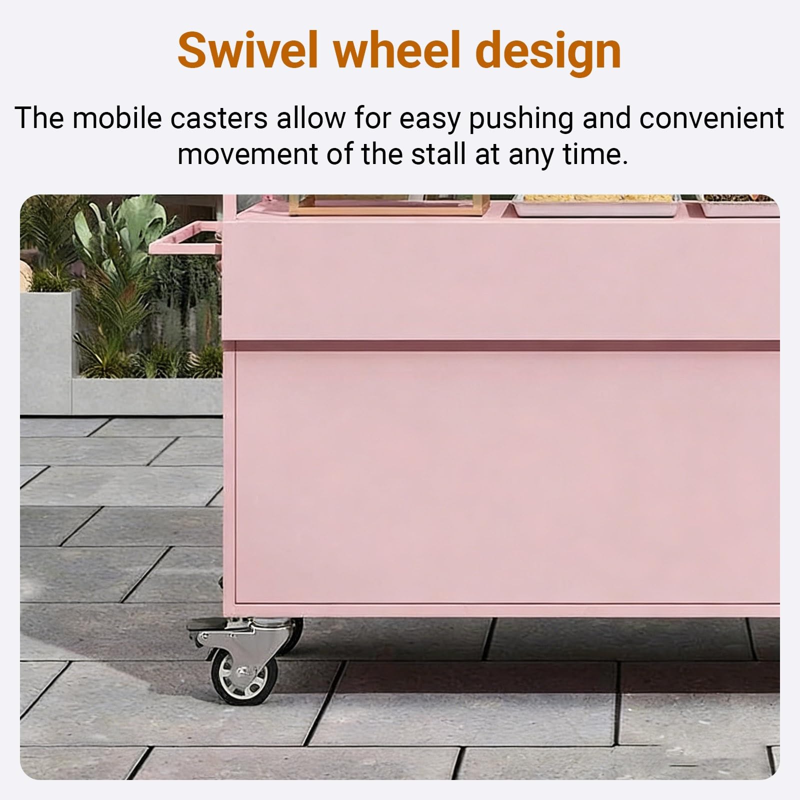 Carrello portatile per alimenti con ruote bloccabili, versatile carrello per eventi e festival, facile da pulire e design elegante (rosso), perfetto per i venditori di alimenti
