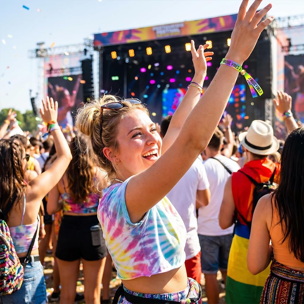 Pulseras de tela personalizadas con texto y logotipo para festivales
