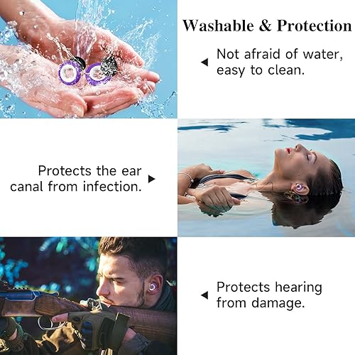 Miniatura 7 de Tapones para los oídos para reducir el ruido del sueño, tapones de silicona reutilizables para protección auditiva – 6 almohadillas para los oídos