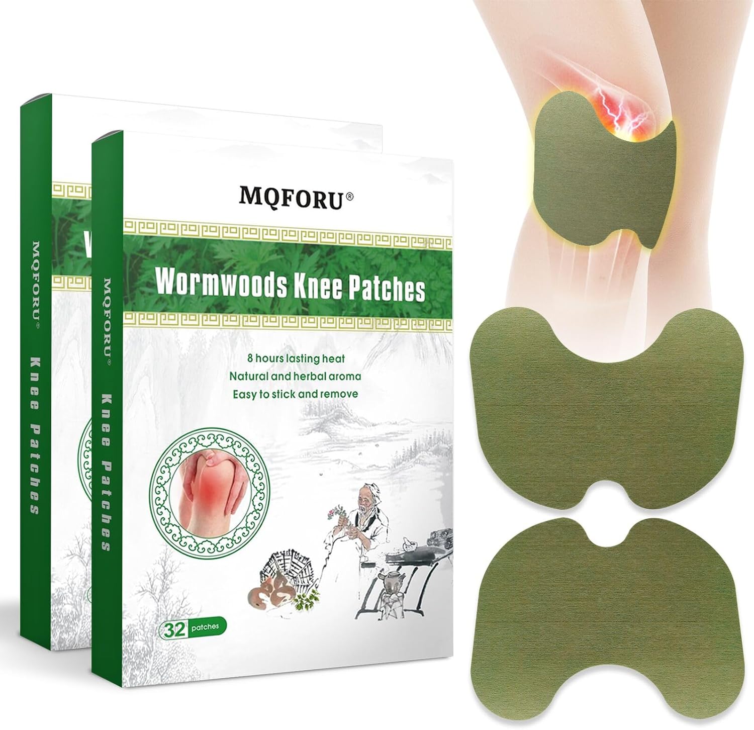MQFORU Knee Pain Relief Patches 64 PCS, Knee Patches, Pain Relief