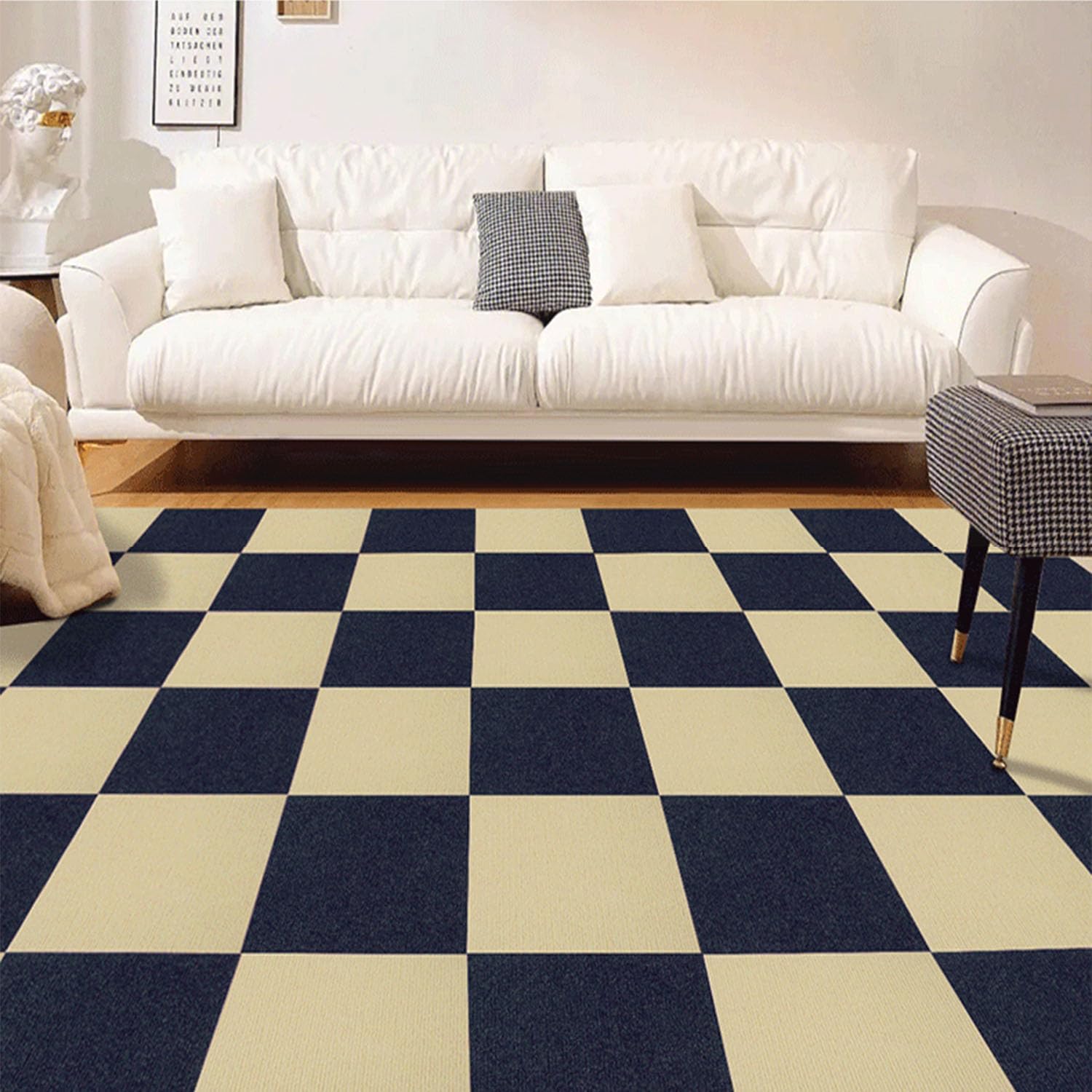Carpet Tile Peel and Stick 12" x 12" Self Adhesive Carpet Floor Tiles Anti-Slip Carpet Squares Soft Padded Carpet Tiles for Living Room Kitchen Indoor Decor, 10 Pcs