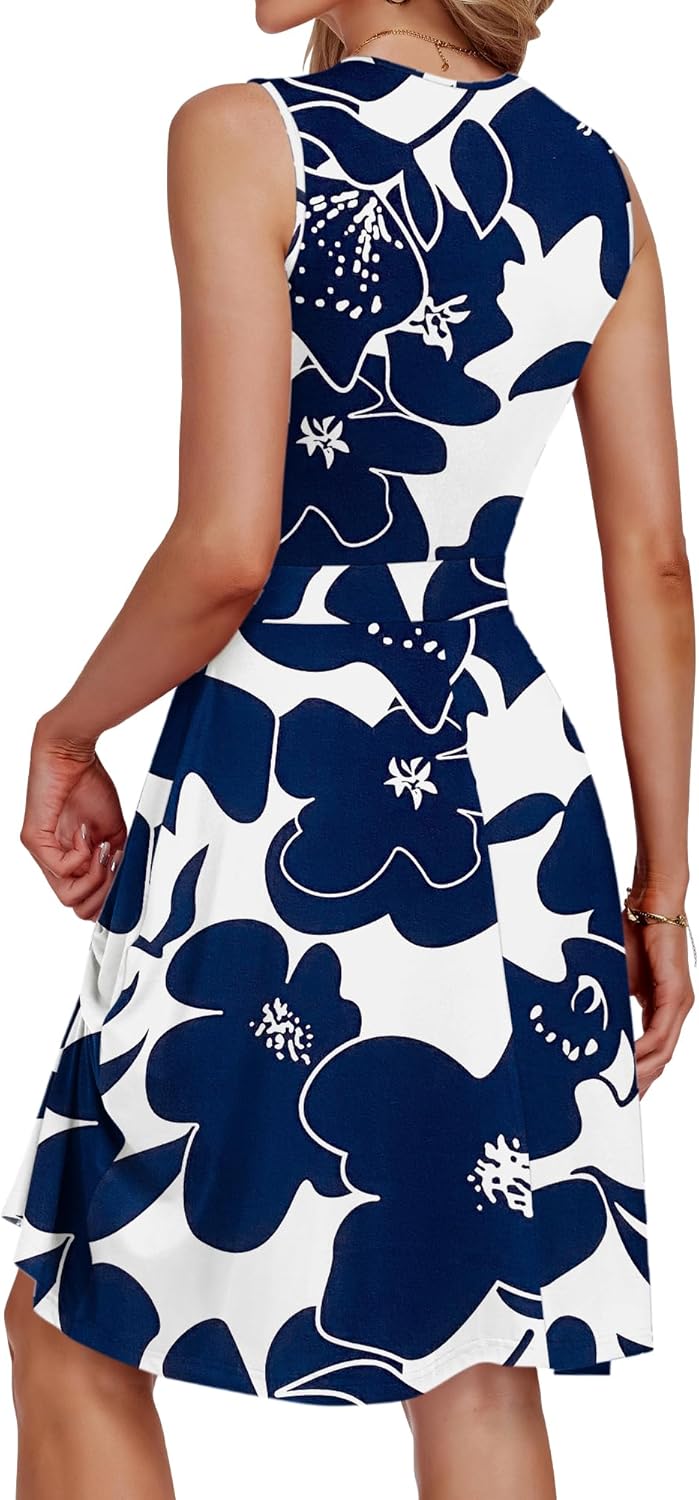 AUSELILY Womens Summer Dresses 2026 Sleeveless V Neck Wrap Floral Sundress with Pockets - Image 4