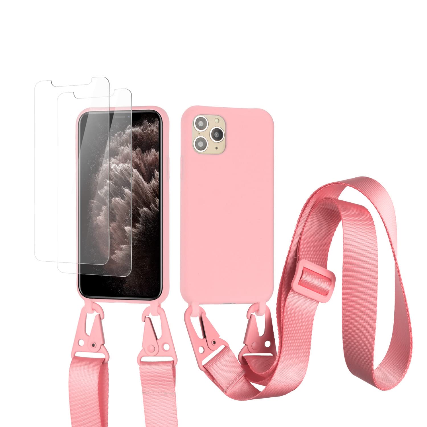 vrupin Funda Compatible con iPhone 13.con (2 x Protector Pantalla)con Cuerda Case con Ajustable Cordón.Silicona Líquida Funda-Loto Color — view 21