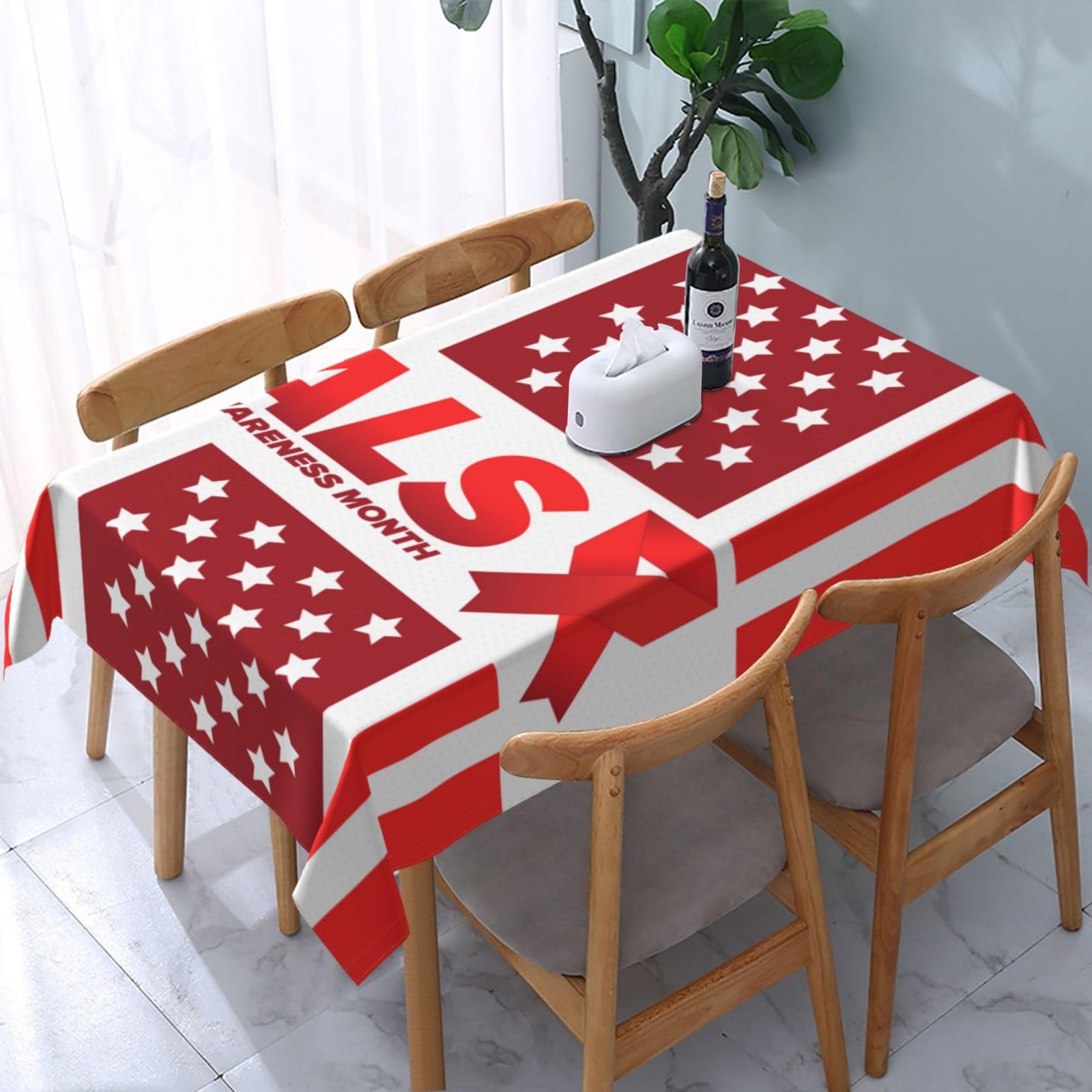 JunHeArt Als Awareness Month Tablecloth Rectangle Table Cover Washable Table Cloths Decor For Kitchen 54" X 72"