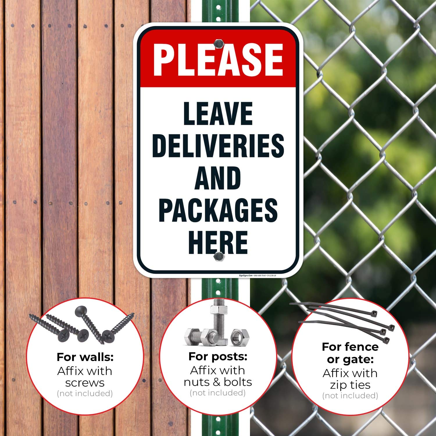 Please Leave Deliveries and Packages Here Sign, 12x18 Inches, Rust Free .063 Aluminum, Fade Resistant, Made in USA
