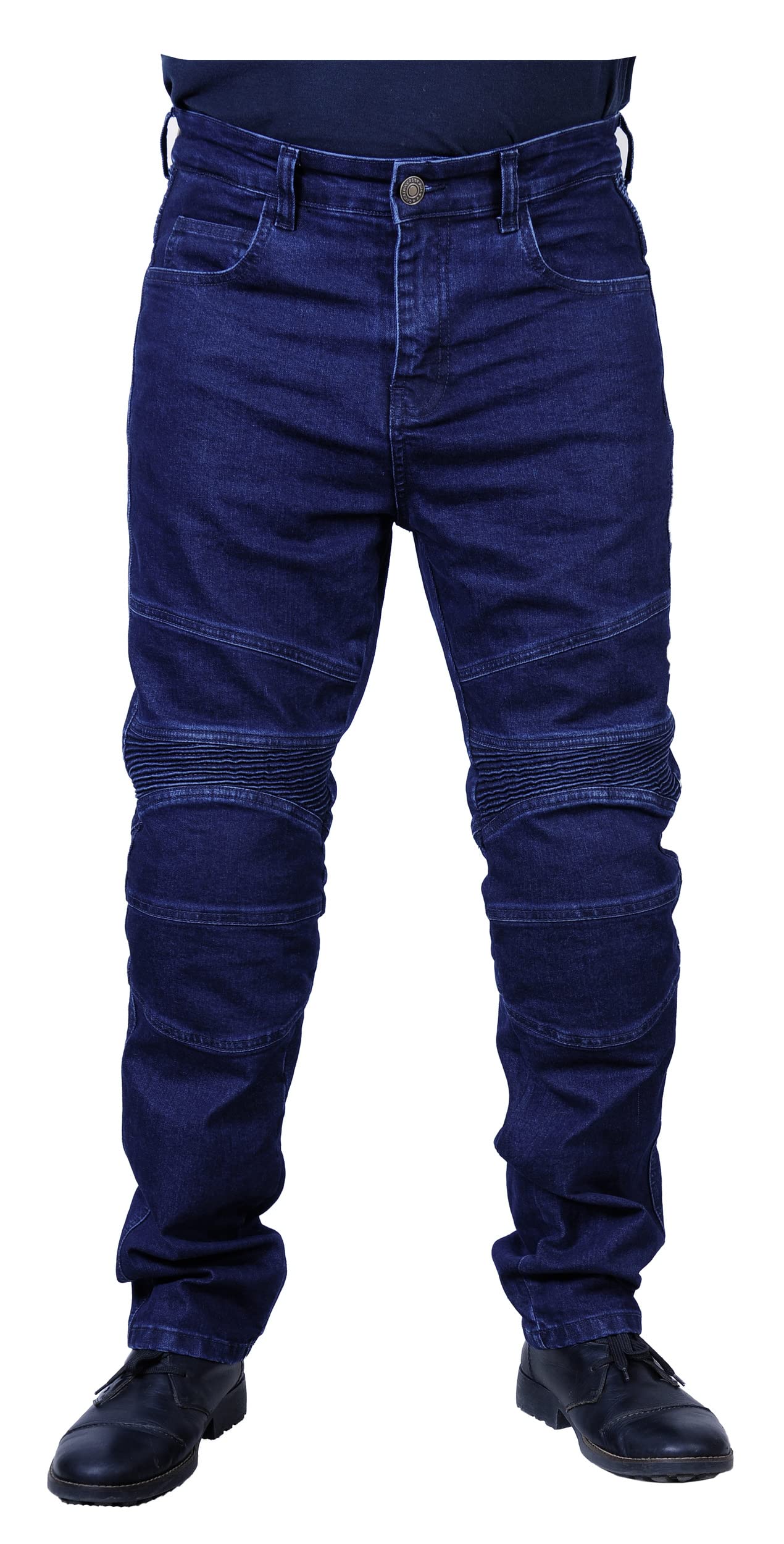 Great Bikers Gear Men's Dark Blue - Engineered Protective Jeans Aramid Lining Motorcycle Biker Trousers Reinforced Protection Lining, Knee And Hip Armours Protector
